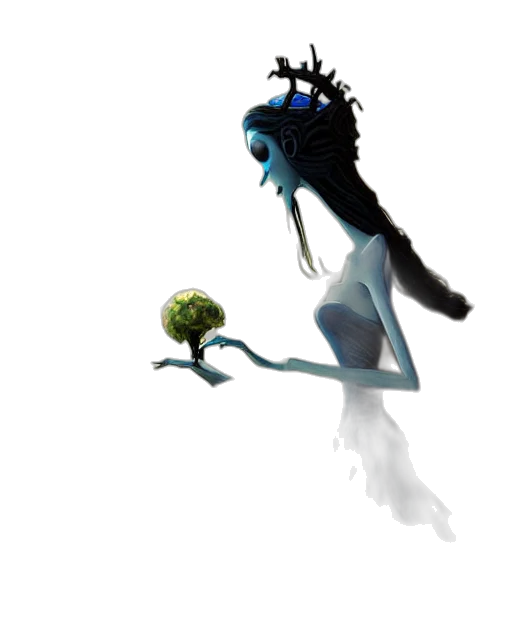 creature, crown, staff, hair, concept art, fantasy art, 3d render, pixel art transparent PNG cut-out