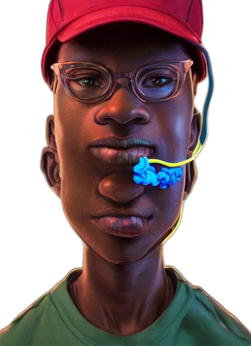 face, robot, staff, mask, concept art, photorealistic, 3d render, comic book art transparent PNG cut-out