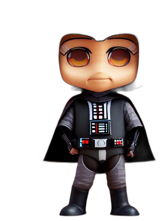3d render, concept art, pixel art, darth, vader, nendoroid, croods, movie transparent PNG cut-out