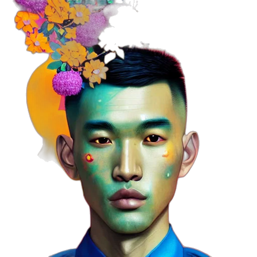 face, umbrella, crown, flower, photorealistic, concept art, watercolor, oil painting transparent PNG cut-out