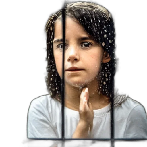 face, photorealistic, photo, sad, spanish, girl, looking, through transparent PNG cut-out