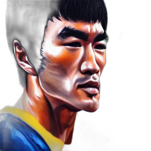 face, photorealistic, oil painting, concept art, comic book art, bruce, lee, oil transparent PNG cut-out