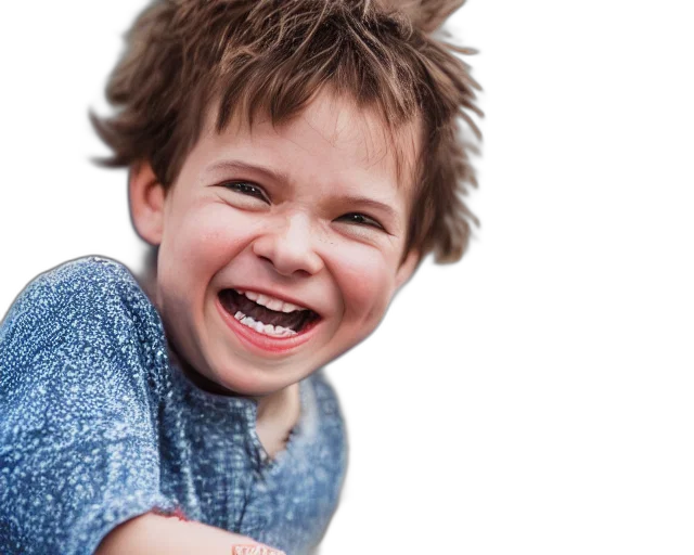 face, creature, photorealistic, 3d render, photography, close, laughing, boy transparent PNG cut-out