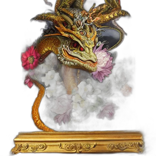 dragon, crown, staff, creature, fantasy art, photorealistic, concept art, 3d render transparent PNG cut-out