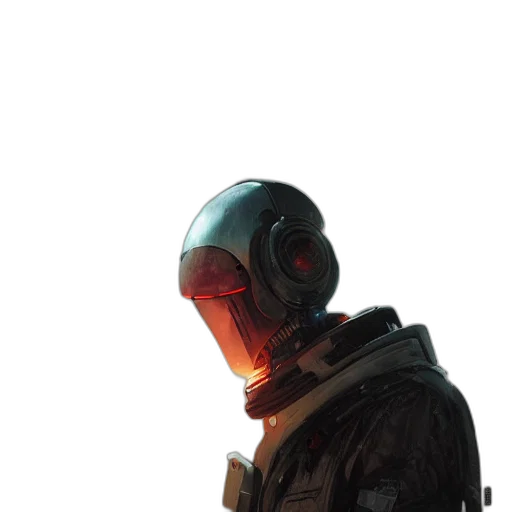robot, mask, jacket, staff transparent PNG cut-out