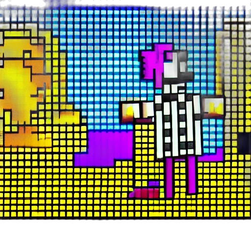 robot, pixel art, cyberpunk, vaporwave, cartoon, neon lights, neon, colorful transparent PNG cut-out
