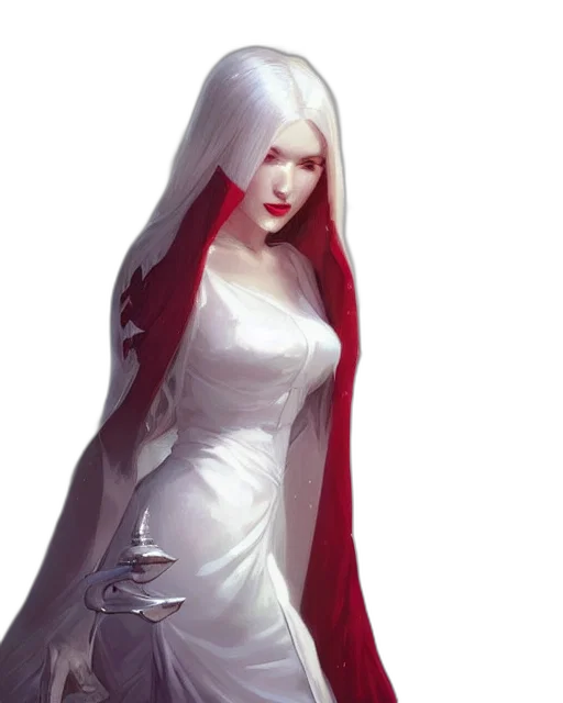 dress, concept art, fantasy art, comic book art, 3d render, red, tall, girl transparent PNG cut-out