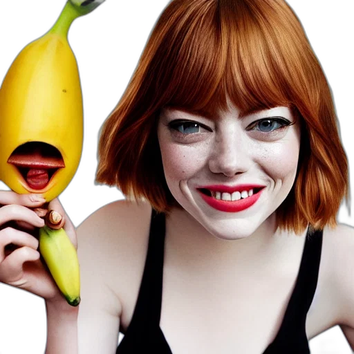 photorealistic, emma, stone, anthropomorphic, banana transparent PNG cut-out