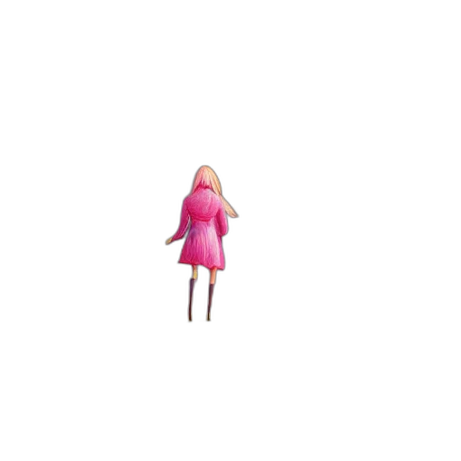 dress, creature, hair, robot, 3d render, pixel art, concept art, vaporwave transparent PNG cut-out