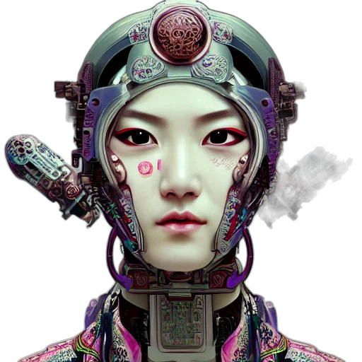 robot, face, mask, cyberpunk, concept art, photorealistic, fantasy art, pastel transparent PNG cut-out