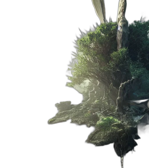 tree, dragon, hair, creature, concept art, 3d render, fantasy art, photorealistic transparent PNG cut-out