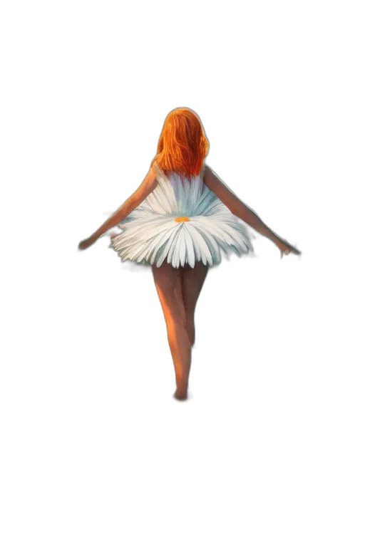 dress, hair, flower, staff, concept art, 3d render, pixel art, fantasy art transparent PNG cut-out
