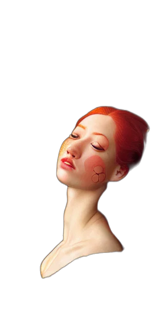 face, mask, crown, hair, photorealistic, oil painting, 3d render, watercolor transparent PNG cut-out