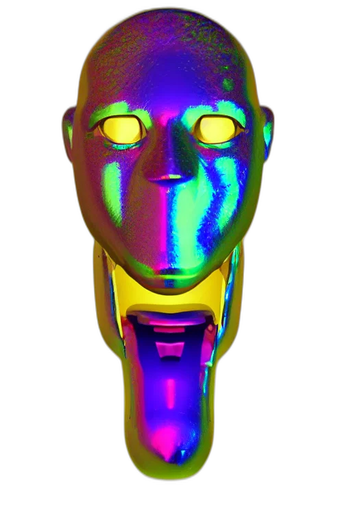 mask, robot, face, staff, 3d render, vaporwave, cyberpunk, concept art transparent PNG cut-out