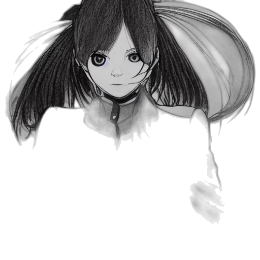hair, creature, face, mask, anime, pencil sketch, concept art, photorealistic transparent PNG cut-out
