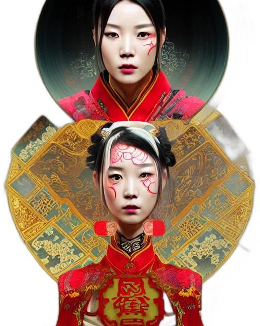 mask, face, photorealistic, concept art, fantasy art, oil painting, red, portrait transparent PNG cut-out