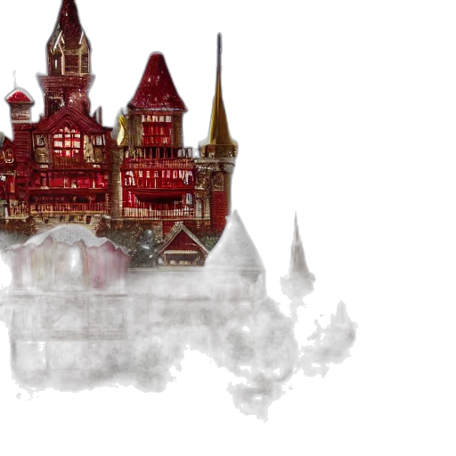 concept art, fantasy art, pixel art, 3d render, fog, red, big, golden transparent PNG cut-out