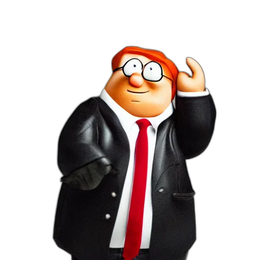 jacket, staff, cartoon, 3d render, concept art, photorealistic, peter, griffin transparent PNG cut-out