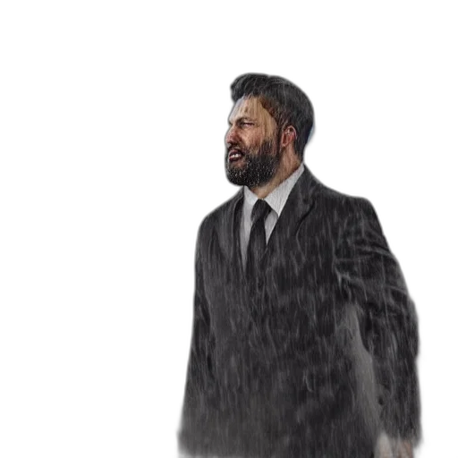 jacket, umbrella, concept art, photorealistic, 3d render, comic book art, rain, snow transparent PNG cut-out