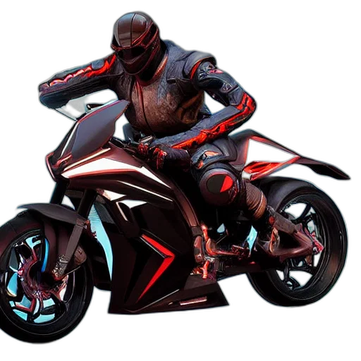 concept art, 3d render, photorealistic, comic book art, cyberpunk, honda, cbr, motorcycle transparent PNG cut-out