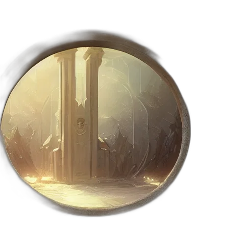 sword, concept art, fantasy art, 3d render, fog, forest, golden, earth tones transparent PNG cut-out