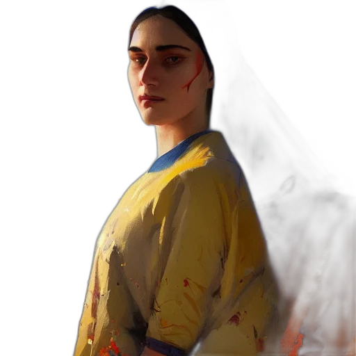 face, dress, jacket, staff, photorealistic, concept art, oil painting, fantasy art transparent PNG cut-out