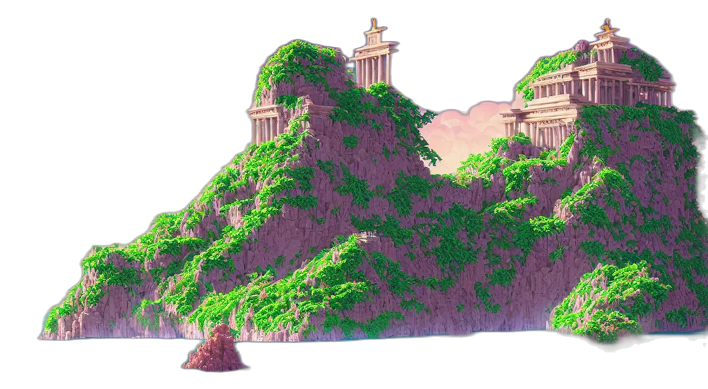 tree, crown, building, pixel art transparent PNG cut-out