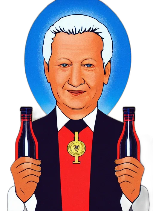 cartoon, president, yeltsin, bottle transparent PNG cut-out