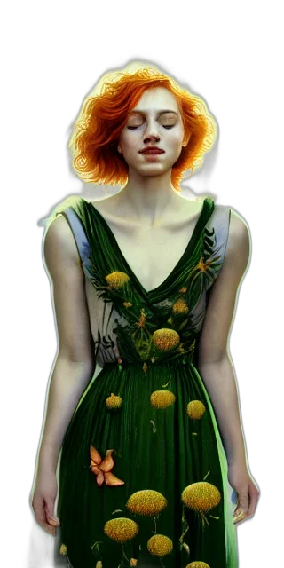 dress, flower, jewelry, face, fantasy art, photorealistic, concept art, oil painting transparent PNG cut-out