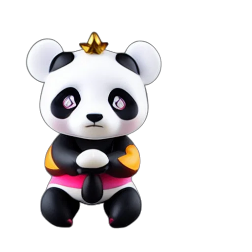 3d render, concept art, panda, nendoroid, figurine, detailed, product, photo transparent PNG cut-out