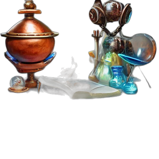 bottle, jewelry, robot, concept art, fantasy art, 3d render, watercolor, underwater transparent PNG cut-out