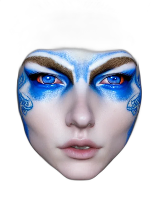 mask, face, jewelry, fantasy art, photorealistic, concept art, 3d render, blue transparent PNG cut-out