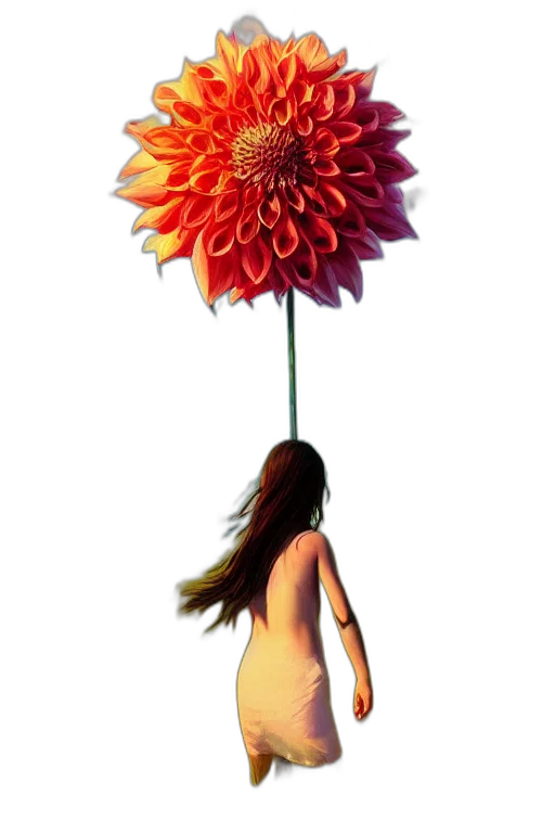 flower, umbrella, dress, staff, photorealistic, watercolor, oil painting, concept art transparent PNG cut-out
