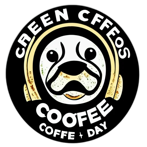 cartoon, green, circular, coffee, shop, logo, depicting, ugly transparent PNG cut-out