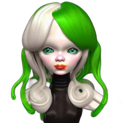 face, mask, hair, 3d render, fantasy art, concept art, cartoon, green transparent PNG cut-out