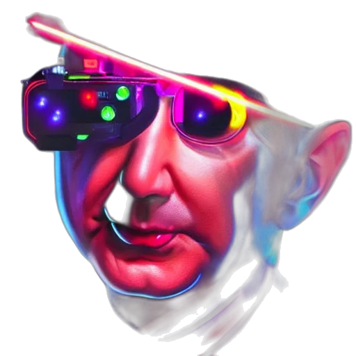 mask, face, vaporwave, cyberpunk, 3d render, concept art, neon, jeff transparent PNG cut-out