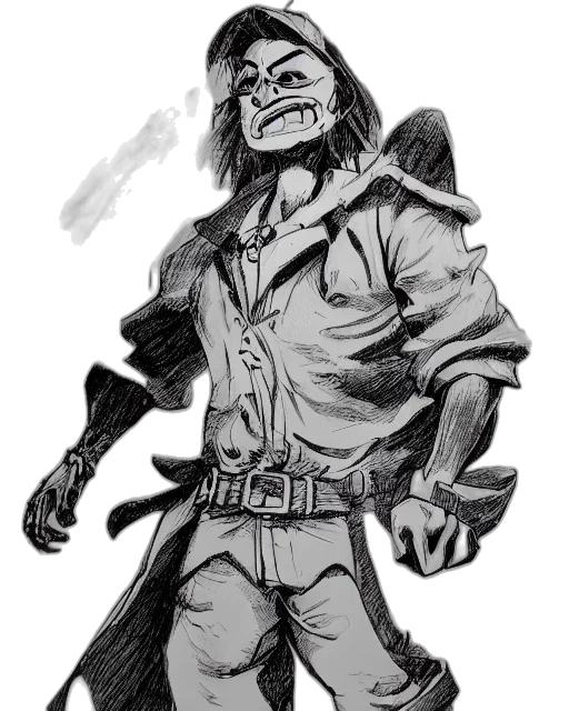 jacket, comic book art, concept art, pencil sketch, fantasy art, medium, shot, typical transparent PNG cut-out