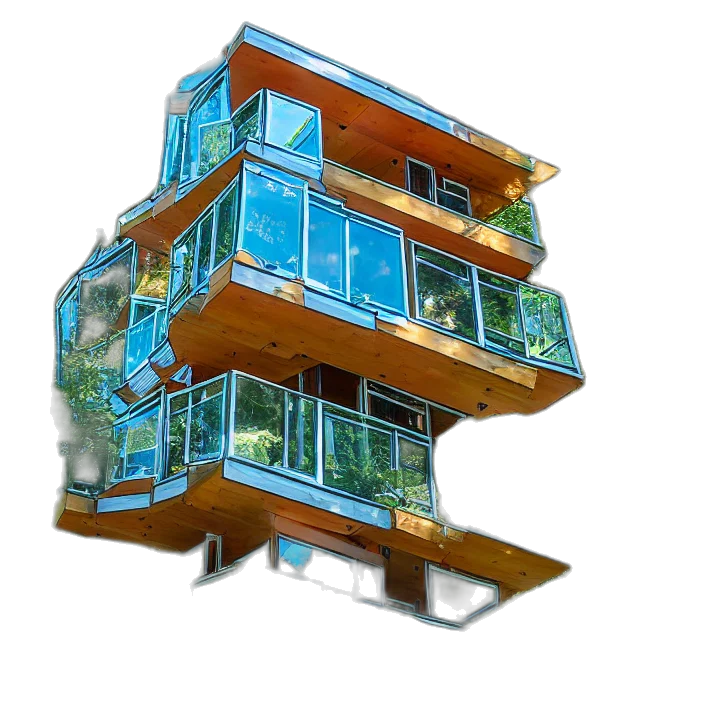 building, furniture, 3d render, concept art, photorealistic, pixel art, glass, tree transparent PNG cut-out