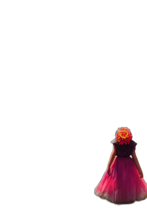 dress, crown, flower, creature, 3d render, concept art, pixel art, outer space transparent PNG cut-out