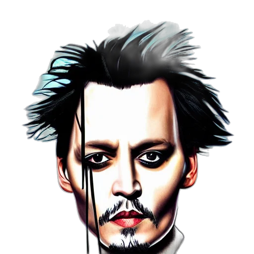 face, mask, comic book art, cartoon, photorealistic, concept art, portrait, johnny transparent PNG cut-out