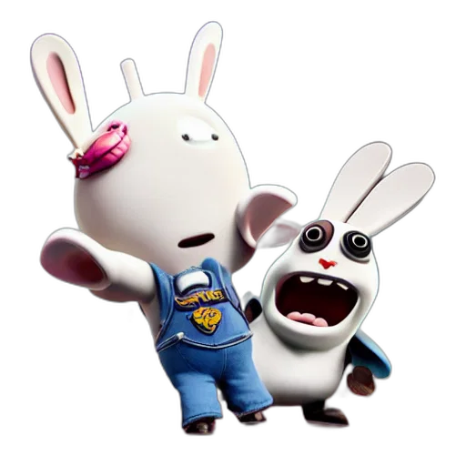 3d render, concept art, cartoon, rabbids transparent PNG cut-out