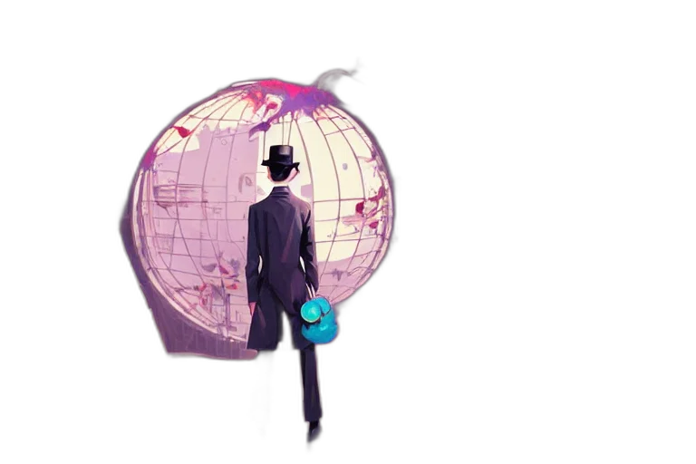 umbrella, hat, concept art, watercolor, city street, outer space, character, environment transparent PNG cut-out
