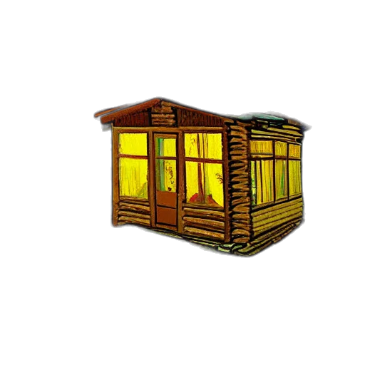 furniture, building, 3d render, concept art, pixel art, photorealistic, log, cabin transparent PNG cut-out