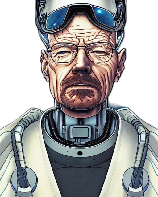 robot, face, staff, comic book art, concept art, cyberpunk, cartoon, portrait transparent PNG cut-out