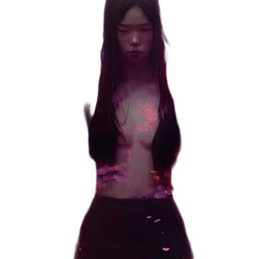 dress, creature, staff, face transparent PNG cut-out