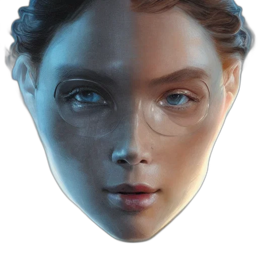 mask, face, jewelry, robot, photorealistic, 3d render, concept art, fantasy art transparent PNG cut-out