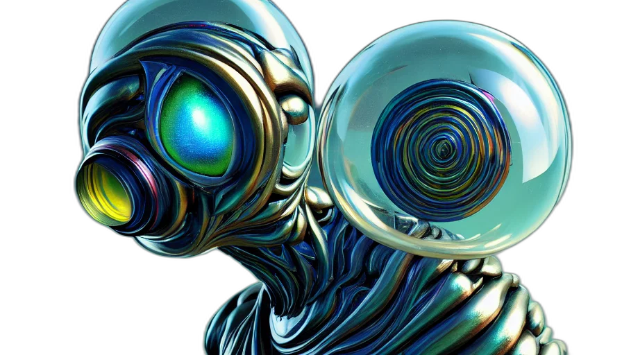 robot, mask, creature, face, concept art, comic book art, cyberpunk, 3d render transparent PNG cut-out