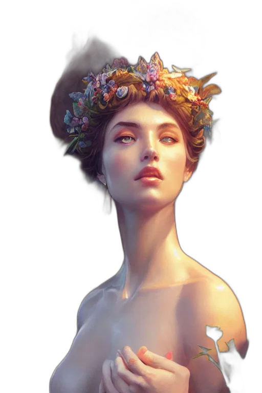 crown, dress, hat, face, fantasy art, photorealistic, concept art, oil painting transparent PNG cut-out