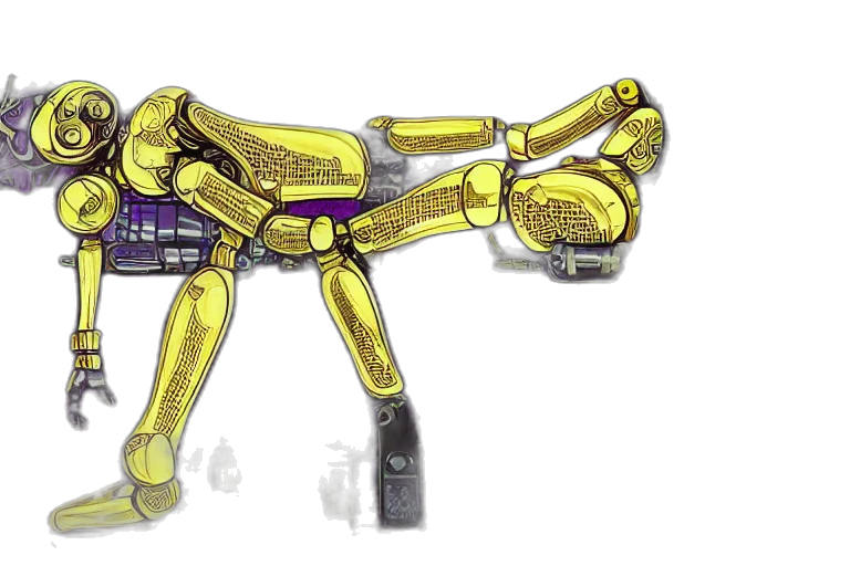 robot, weapon, jewelry, concept art, 3d render, cyberpunk, golden, shiny transparent PNG cut-out