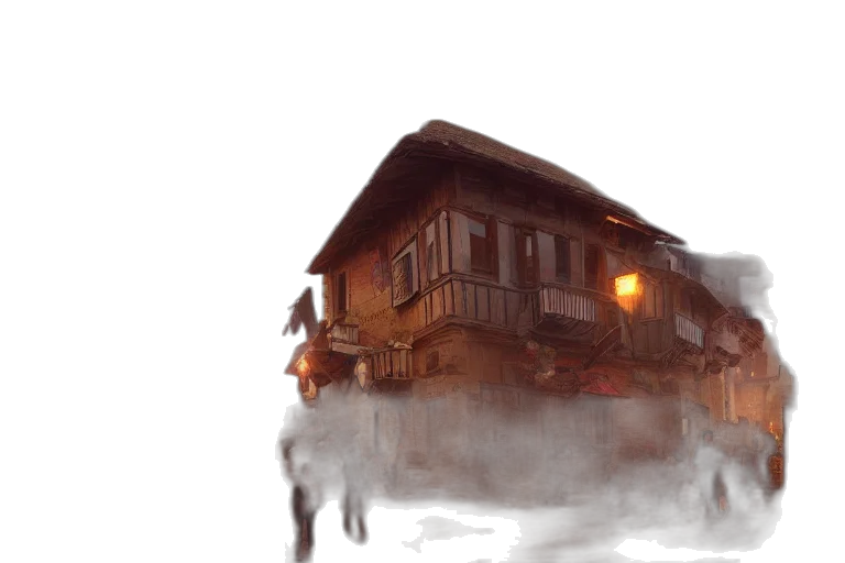 building, weapon, concept art, photorealistic, watercolor, fantasy art, fog, rain transparent PNG cut-out